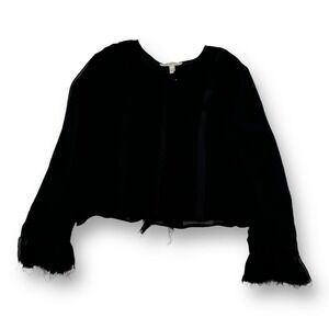 Twenty8Twelve by S Miller Black Pure Silk Snap Up Cardigan Womens Size 10
